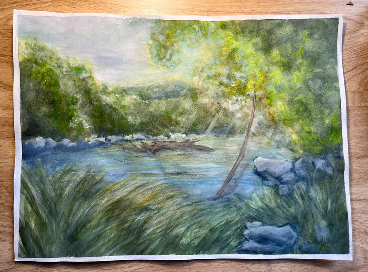"Manicured Property" Watercolor painting